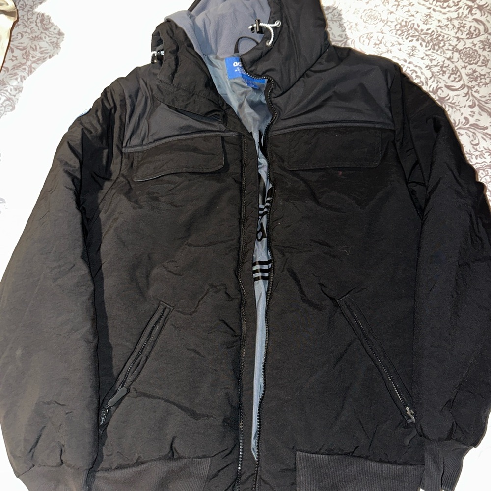 Adidas Black Puffer Jacket with Water-Resistant Finish